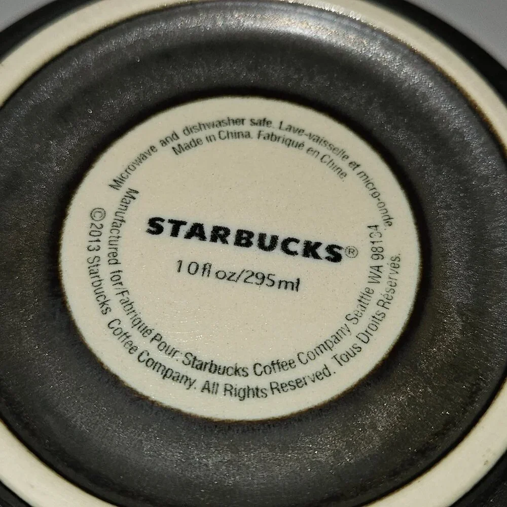 2 Starbucks 2013 Stoneware Mug Coffee Cup Lot 10 oz Brown/Grayish Metallic READ